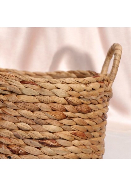 El yapımı doğal su sümbülü sepeti, dayanıklı ve çok amaçlı, 30x32cm bej renkli fiyatları