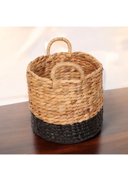 El yapımı doğal su sümbülü sepeti, dayanıklı ve çok amaçlı, 30x32cm bej renkli fırsatları