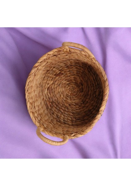 El yapımı doğal su sümbülü sepeti, dayanıklı ve çok amaçlı, 30x32cm bej renkli indirimleri