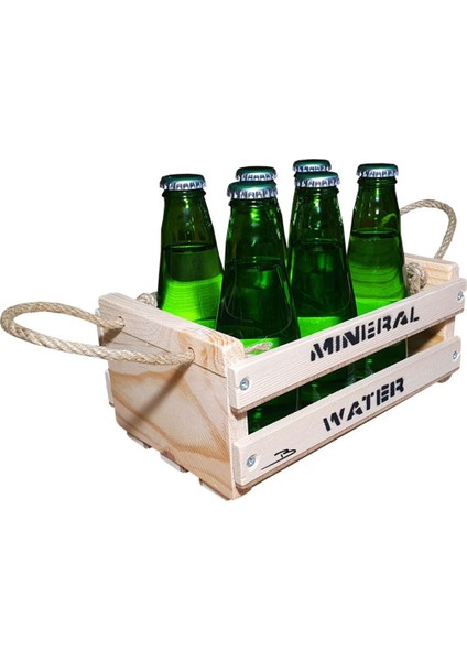 Doğal Ahşap Çok Amaçlı Mini Şişelik ve Süsleme Sepeti, Beyaz, 9x14 cm