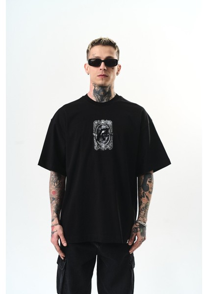 Erkek Indefinite Baskılı Oversize T-Shirt Siyah fiyatları