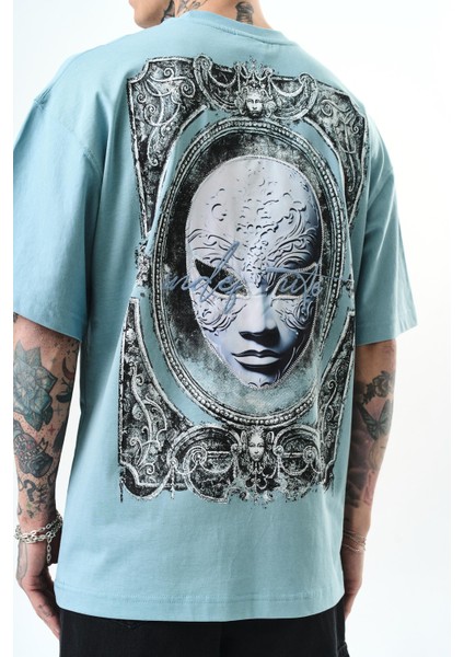Erkek Indefinite Baskılı Oversize T-Shirt Bebe Mavi fırsatları