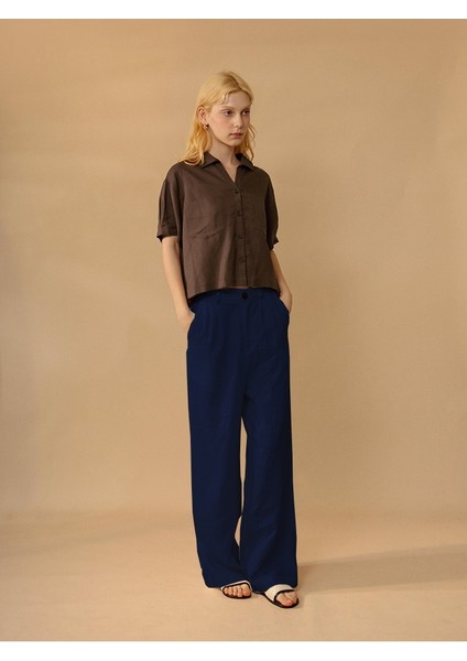 Keten Günlük Pantolon Düğmeli modelleri