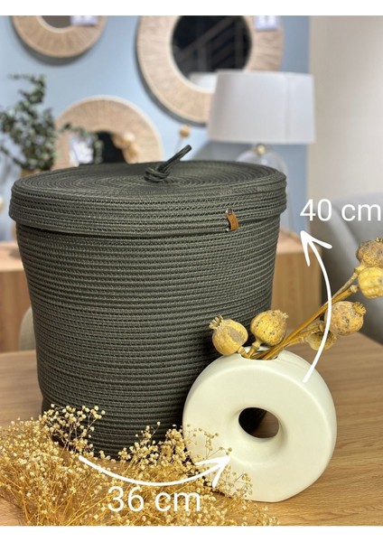 Çok Amaçlı Kapaklı Düzenleyici Sepet 36x40, Antrasit, Jüt, Orta Hacim, 1 Parça