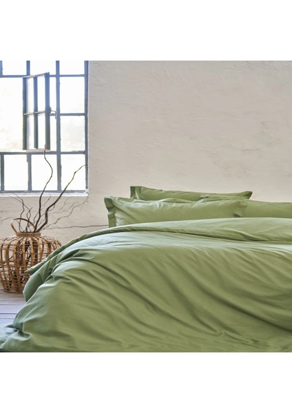 Mix&match Pamuk Saten Tek Kişilik Nevresim Kılıfı Koyu Yeşil