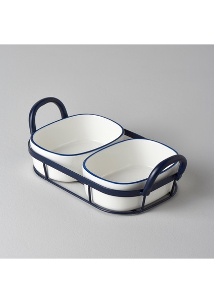 Arlina Porselen-Metal 28,5x15,8x8,5 cm Sunum Kase Seti