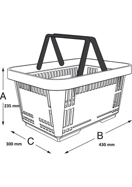 Hafif ve dayanıklı 22 lt mavi plastik alışveriş sepeti, çift saplı, pratik kullanım fiyatları