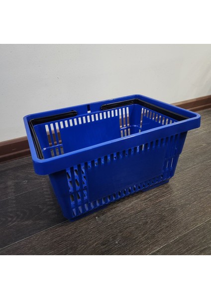 Hafif ve dayanıklı 22 lt mavi plastik alışveriş sepeti, çift saplı, pratik kullanım modelleri