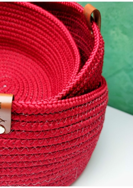 El Dokuma Kırmızı Hasır Sepet Takımı, Çok Amaçlı ve Şık Tasarım fiyatları