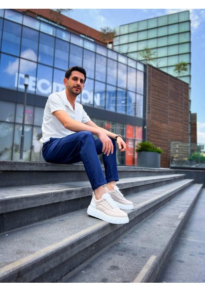 TB-X10 Terzi Bey Bej Süet Beyaz Yüksek Taban Günlük Spor Ayakkabı fırsatları