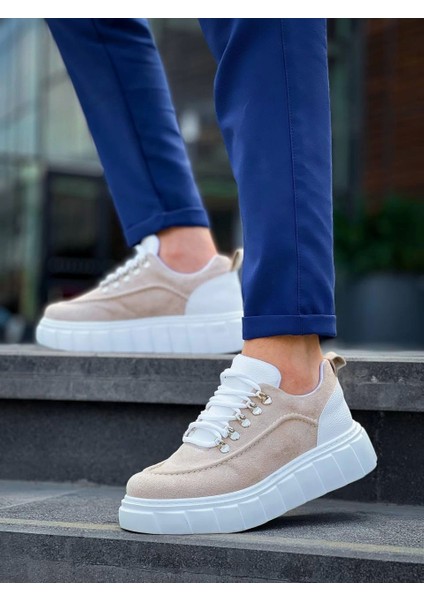 TB-X10 Terzi Bey Bej Süet Beyaz Yüksek Taban Günlük Spor Ayakkabı indirimleri