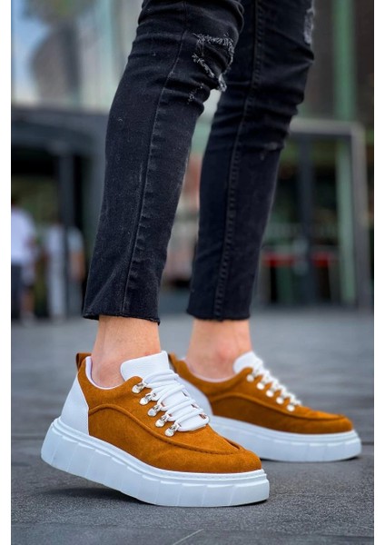 TB-X10 Terzi Bey Taba Süet Beyaz Yüksek Taban Günlük Spor Ayakkabı fırsatları