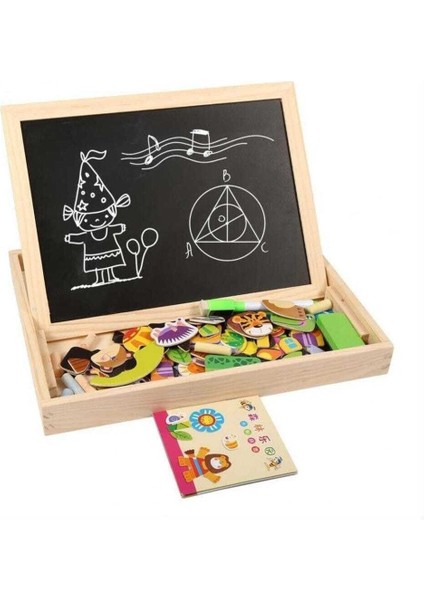 Çocukların Eğitim ve Eğlencesi İçin Ahşap Yazı Tahtası - Mgnetik Figürlü, Çift Taraflı ve Renkli - 2+ Yaş için Ideal modelleri