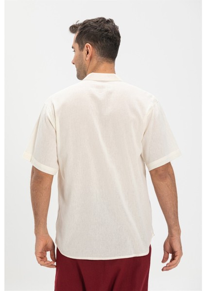 Büyük Beden Şile Bezi Kısa Kol Tek Cepli Hakim Yaka Erkek Yazlık Tshirt Krem 3002 fiyatları