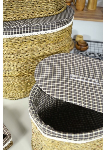 3'lü Naturel Oval Çamaşır Sepeti Bej Hasır, Şık ve Pratik Tasarım fiyatları