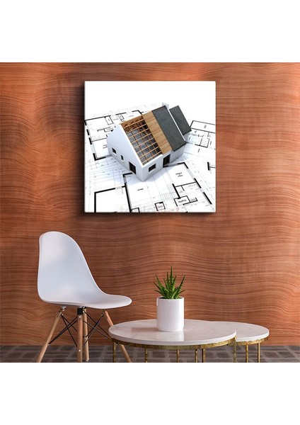 Mimar - Çatı Detayları ve Yapı Planı Kanvas Tablo