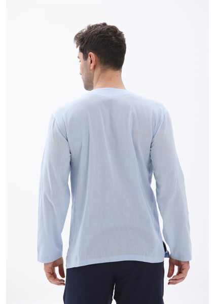 Büyük Beden Uzun Kol Şile Bezi Bisiklet Yaka Yazlık Tshirt Buz Mavi 3027 fiyatları