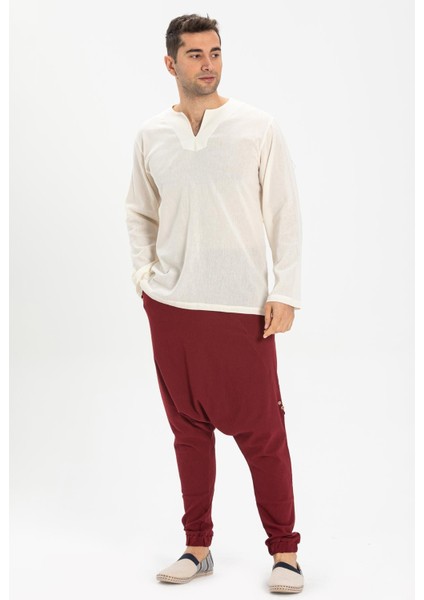 Büyük Beden Uzun Kol Şile Bezi Bisiklet Yaka Yazlık Tshirt Krem 3002