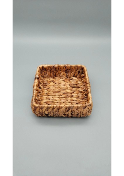 Kare Ahşap Sunumluk, 20x20x8 cm, şık ve kullanışlı küçük boy ürün, kahverengi