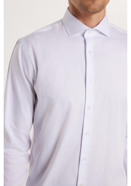 Erkek Slim Fit Dar Kesim %100 Pamuk Koton Saten Premium Seri Beyaz Gömlek modelleri