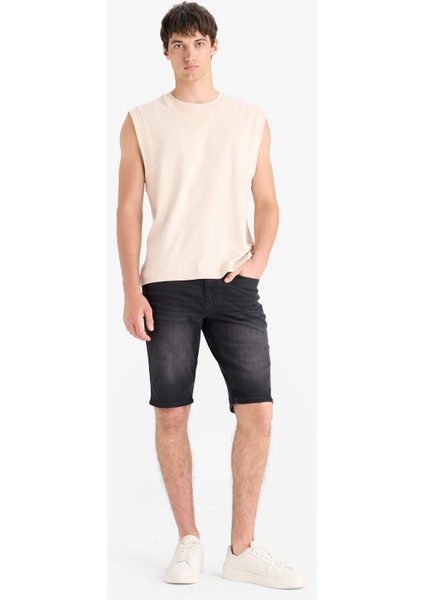 %100 Pamuk Boxy Fit Baskılı Bisiklet Yaka Atlet C5040AX25HS