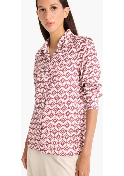 Regular Fit Desenli Saten Uzun Kollu Gömlek F5192AX25SM modelleri