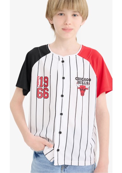 Erkek Çocuk NBA Chicago Bulls V Yaka Sırt Baskılı Kısa Kollu Tişört E4834A825SM modelleri