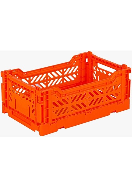 Turuncu Katlanabilir Mini Kasa, Pratik ve Şık Saklama Çözümü, 26 cm, Plastik, Beyaz