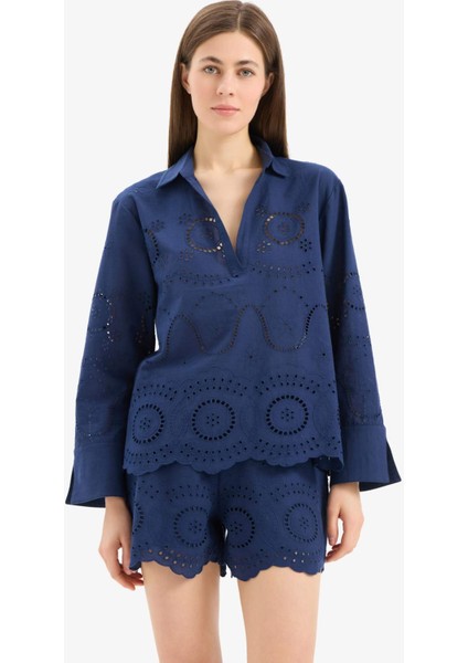 Regular Fit Brode Plaj Gömleği-Fall in Love E0598AX25SM fırsatları