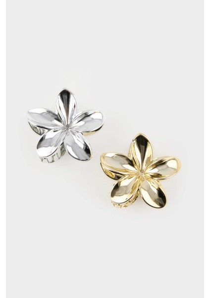 Kadın 2'li Çiçek Motifli Mandal Toka E8880AXNS