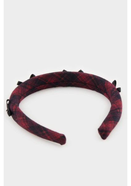 Kadın Ekose Desenli Kurdele Detaylı Taç E6795AXNS