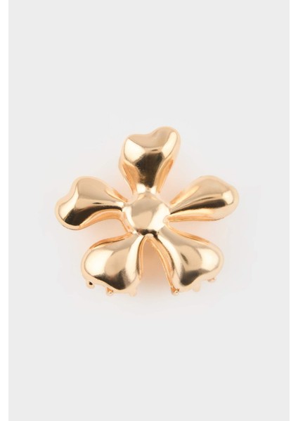 Kadın Gold Çiçekli Mandal Toka E8870AXNS