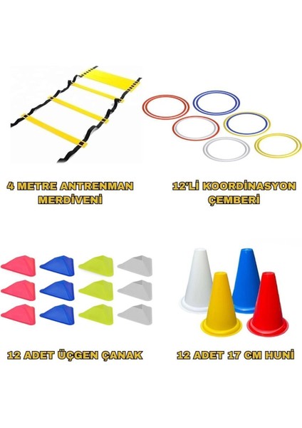 Futbol basketbol antrenman seti 4m merdiven huni çanak koordinasyon çemberi antreman