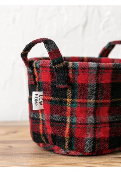 Ekose desenli, 15x12 cm polyester organizer sepet, şık ve kullanışlı ev düzenleyici modelleri