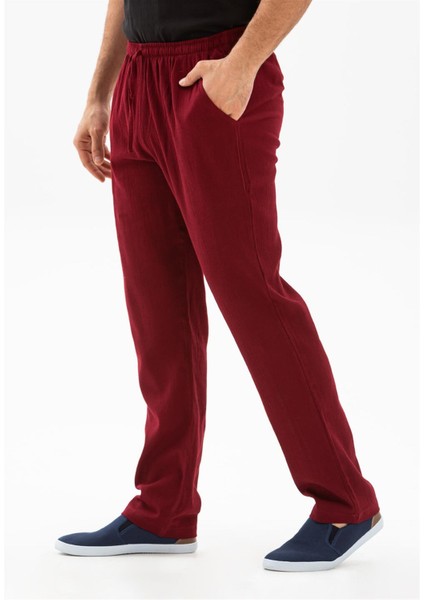 Şile Bezi Cepli Erkek Pantolon Bordo