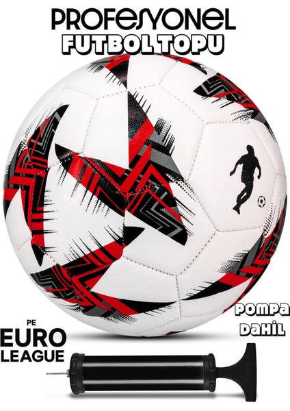 Futbol Topu Europe Ligi Pompalı Set Dayanıklı Sert Zemin Halı Saha Futbol Topu Kırmızı 100 fiyatları