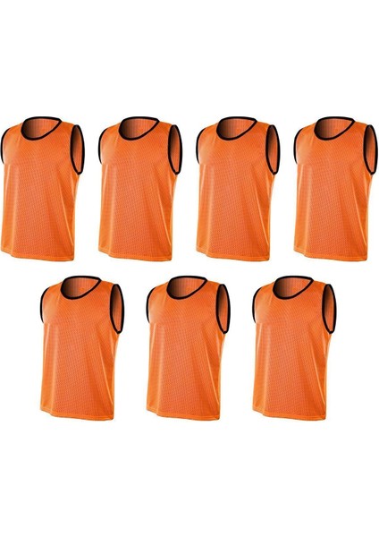 Turuncu renk yetişkin beden delikli fileli 7 adet antreman yeleği halı saha ıdman ve maç yeleği