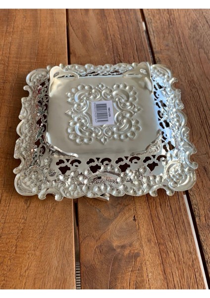 Beyaz Gümüş Kaplama 25x25cm Kulplu Şık Ev Dekor Sepeti fiyatları