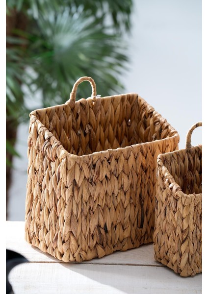 Kahverengi Hasır İkili Sepet, Şık ve Kullanışlı Saklama Çözümü fiyatları
