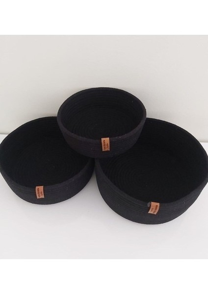 3'lü Hasır Sepet Takımı, Çok Amaçlı Dekoratif Organizer, Siyah, 22x12 cm fiyatları