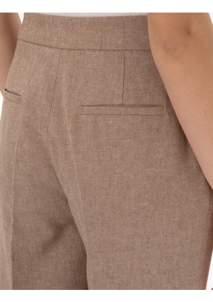 Kadın Camel Keten Karışımlı Kumaş Pantolon 50299967-VR015
