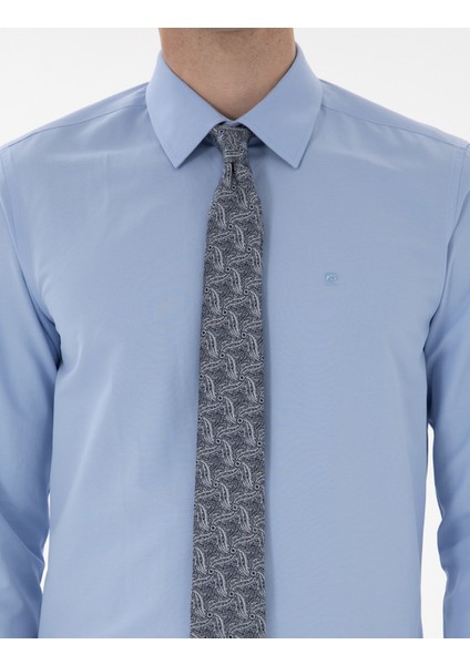 Erkek Mavi Slim Fit Uzun Kollu Klasik Basic Gömlek 50302991-VR036
