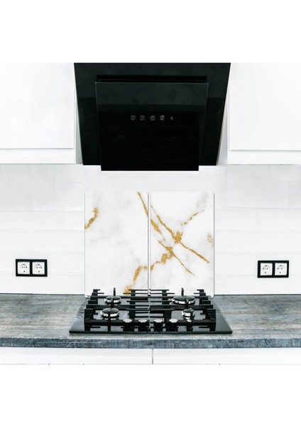 Cam ocak koruyucu, sim desenli, 40x52 cm, gümüş renk, orta hacim