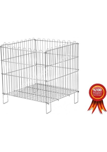 Katlanır Havuz Sepeti 53x53 cm, Krom ve Galvaniz Kaplı, Orta Hacim