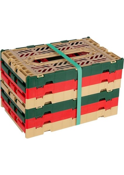 Altılı renkli katlanabilir plastik kasa seti, şık ve pratik ev düzeni aksesuarı