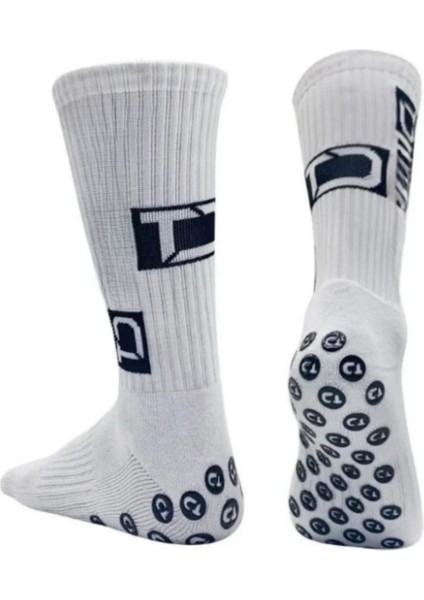 Unisex Beyaz Anti Slip Kaymaz Silikon Havlu Taban Dikişsiz Maç Pro Sporcu Çorabı