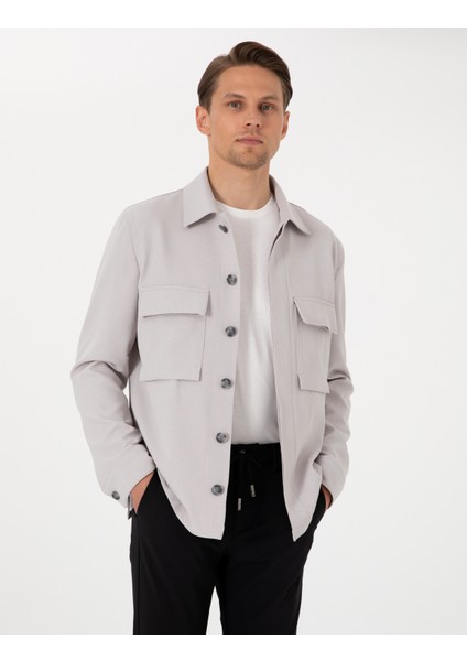 Erkek Gri Regular Fit Gömlek Ceket 50305637-VR024
