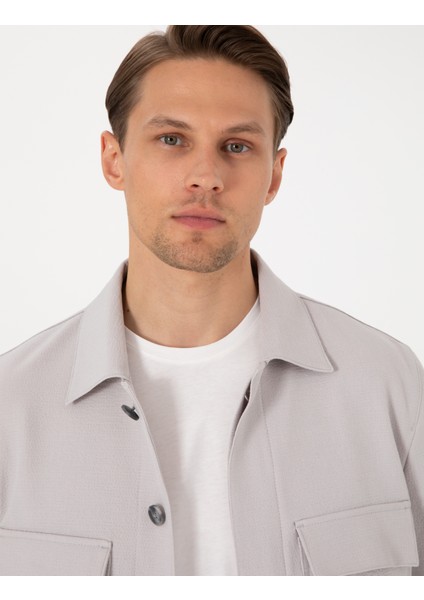 Erkek Gri Regular Fit Gömlek Ceket 50305637-VR024 fiyatları