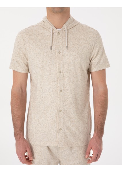 Erkek Bej Regular Fit Örme Gömlek 50302564-VR011