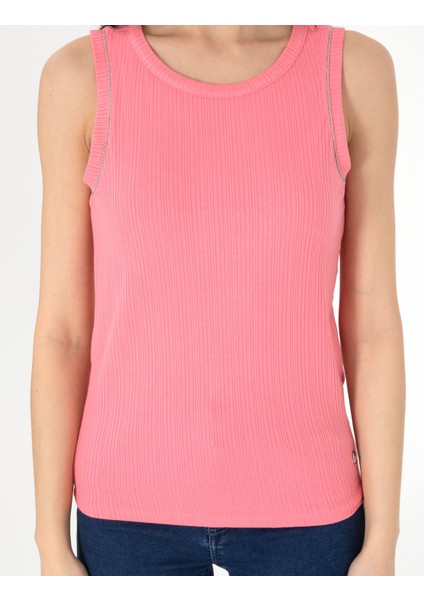Kadın Pembe Ex. Slim Fit Örme Bluz 50301485-VR041